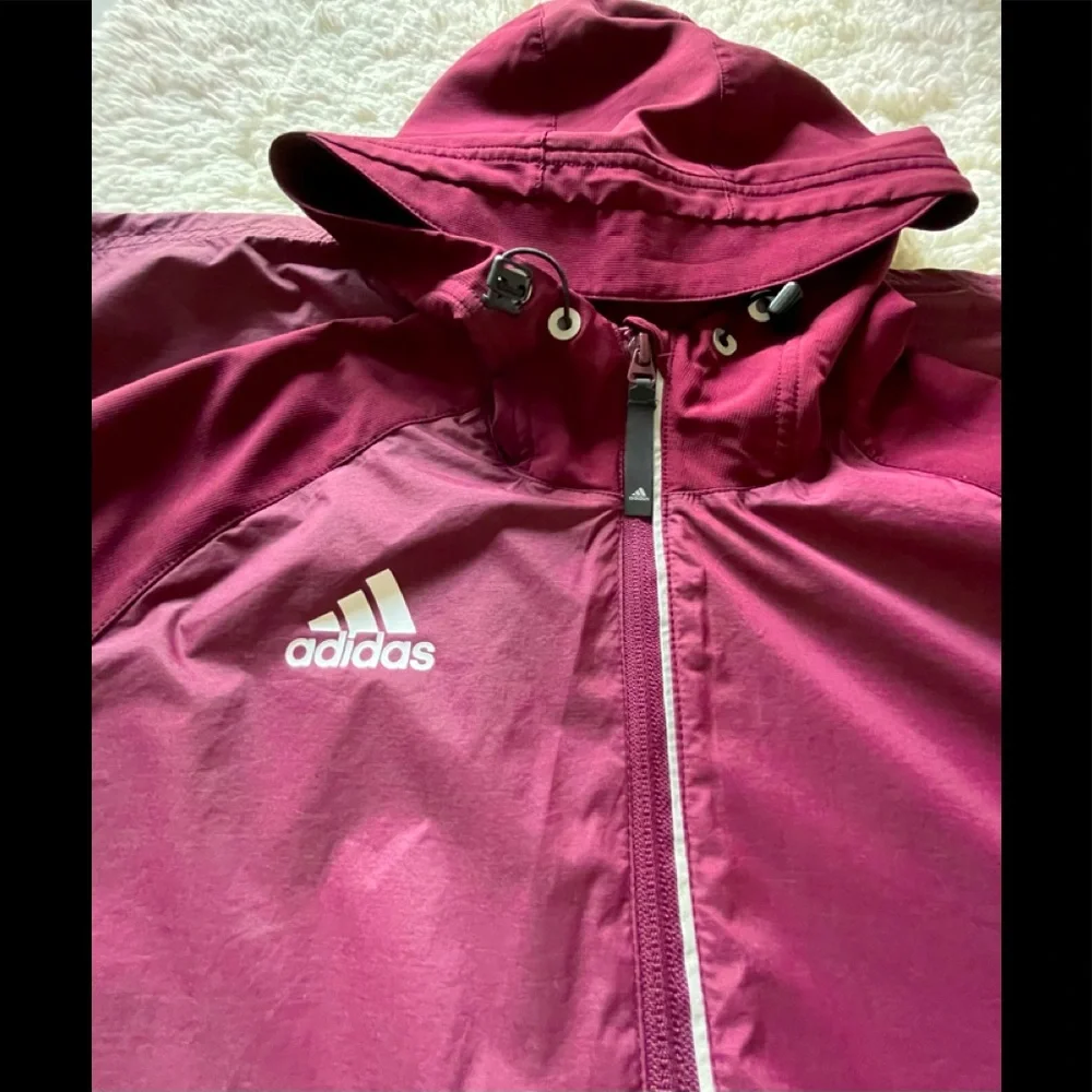 adidas Women's Burgundy Hooded Windbreaker Jacket